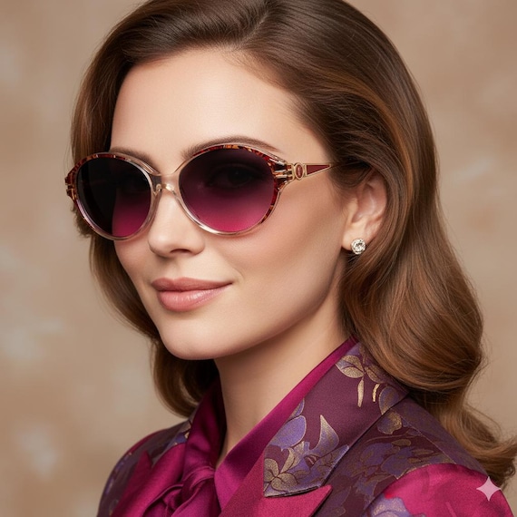 Yves Saint Laurent Gold and Purple Sunglasses YVES SAINT LAURENT Vintage Sunglasses Gold Red Clear Eris  main image 4