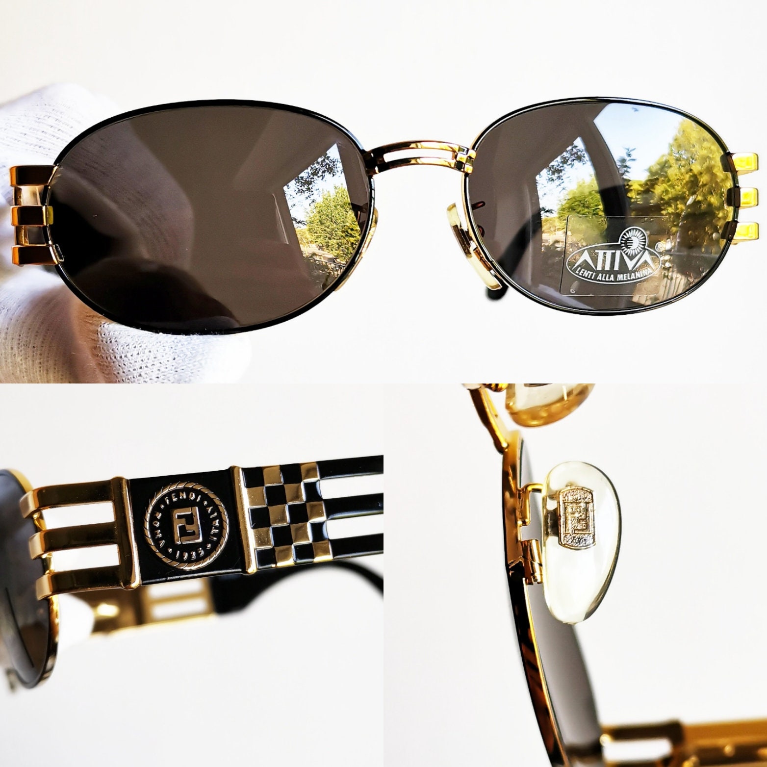 【美品】フェンディ ヴィンテージサングラス ゴールド FENDI オーバル型 フェンディ ヴィンテージサングラス レア オーバル ブラック