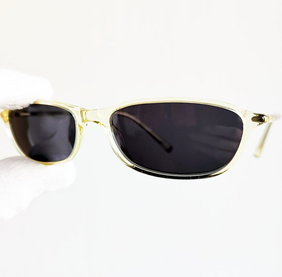 CHANEL Vintage Sunglasses Rare Oval Small Tiny Clear Frame 