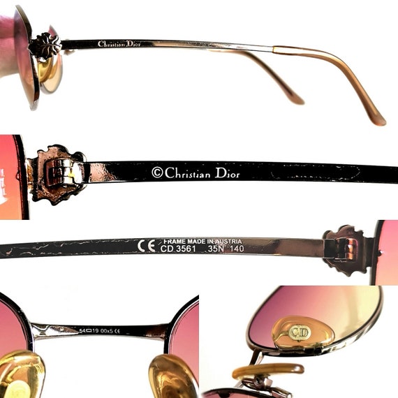 DIOR vintage Sunglasses rose gold oval leaves CD … - image 4