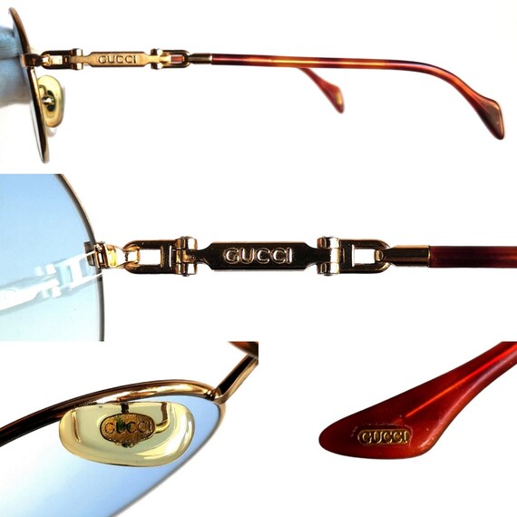 GUCCI round sunglasses vintage oval gold tortoise… - image 4