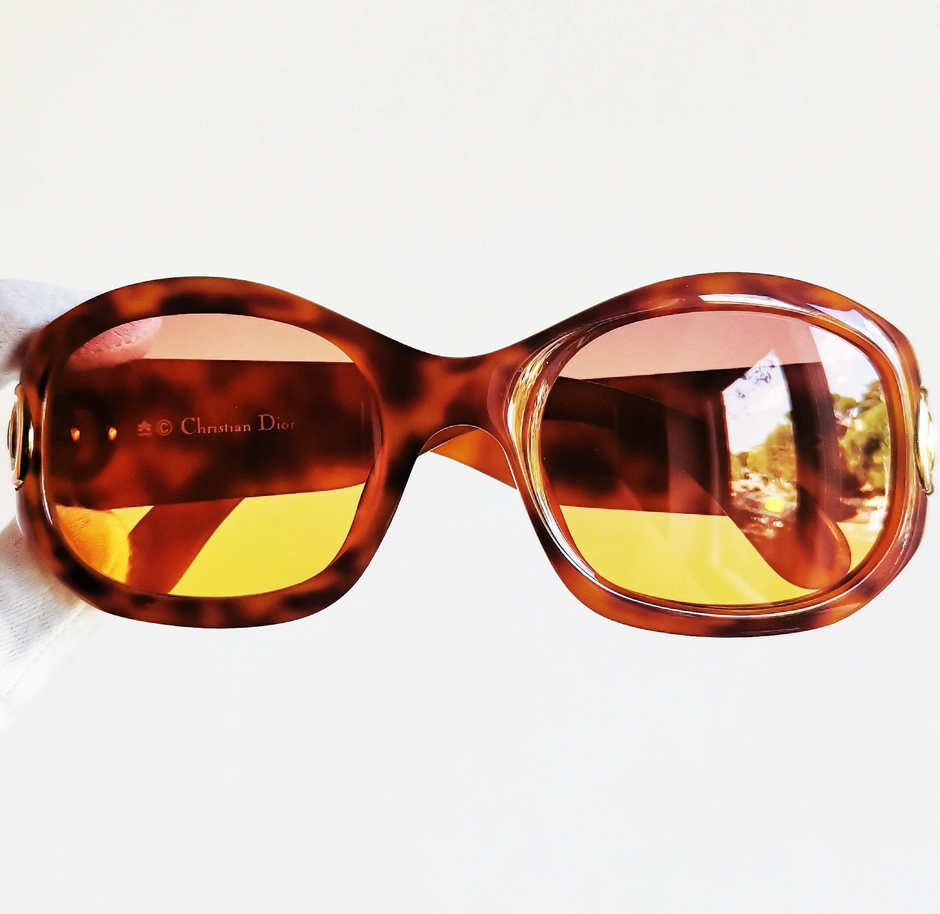 DIOR Oversize Vintage Sunglasses Rare Brown Squared Round