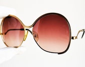 SILHOUETTE gold vintage sunglasses rare square oval filled plated frame diva funky oversized big wavy curve temples odd Lady Gaga Rihanna