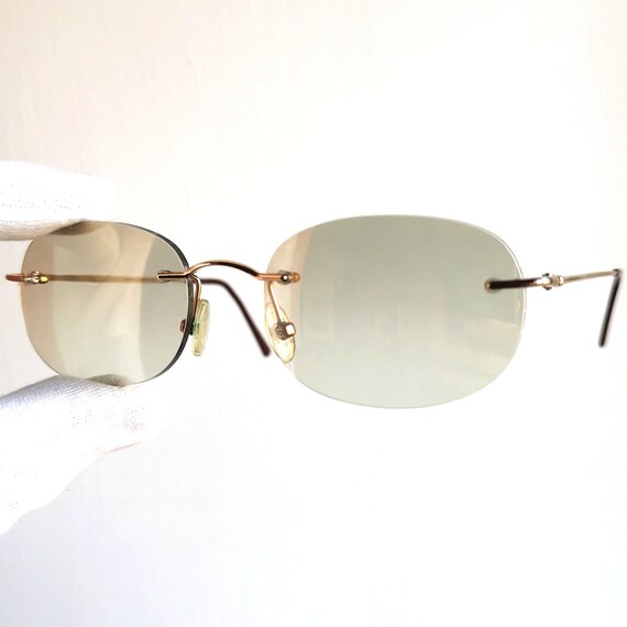 DESIL 14KT rolled GOLD vintage sunglasses rimless… - image 2