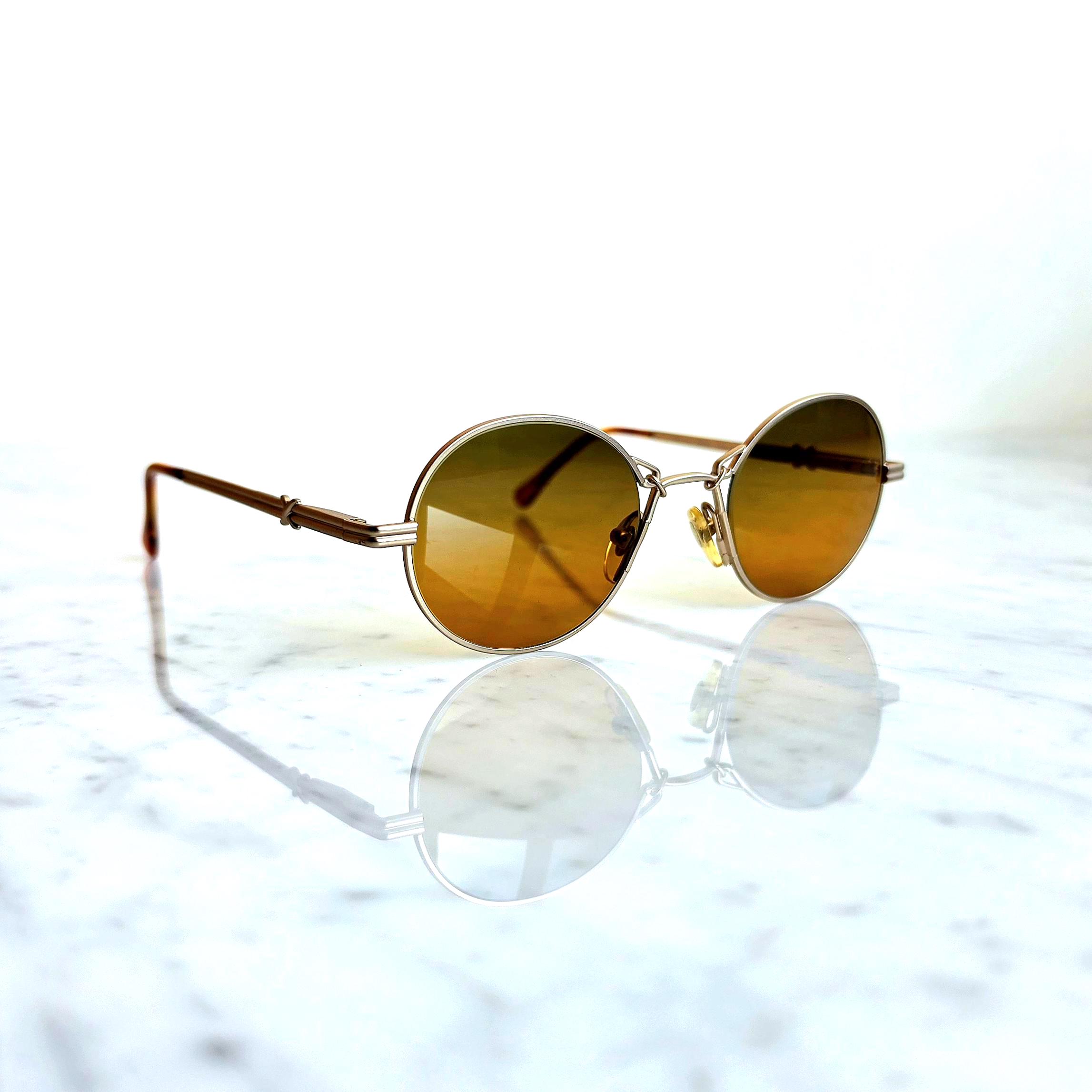 MOSCHINO by PERSOL Vintage Sunglasses Gold Round Chain Frame  display picture 1