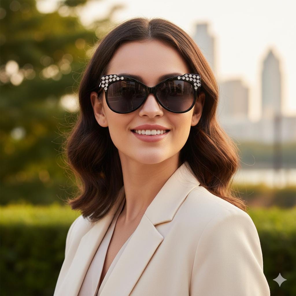 Yvan ET Marzia Rhinestone Leopard Sunglasses ? YVAN ET MARZIA Sunglasses Vintage Black Oversize Butterfly  main image 3