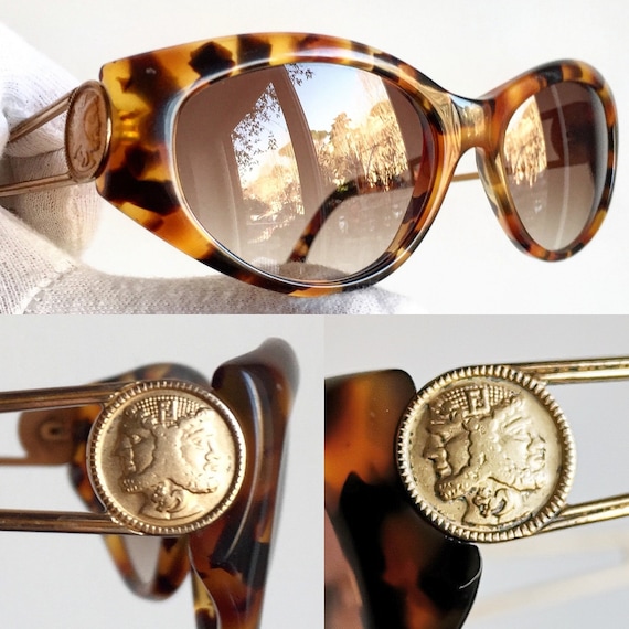 FENDI Vintage Sunglasses Oval Gold Tortoise Brown FS301 FF Frame