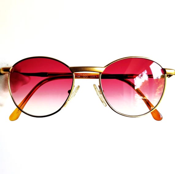 GUCCI Gold Sunglasses Vintage Round Tortoise Brown Pink Fucsia GUCCI Gold Sunglasses Vintage Round Tortoise Brown Pink Fucsia