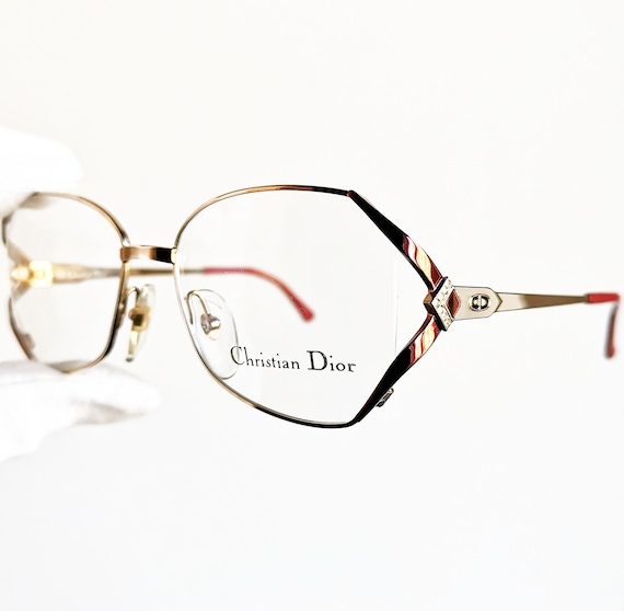 DIOR vintage eyewear rare eyeglasses gold red ova… - image 1