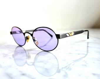 ARMANI Vintage Sunglasses Round Oval Silver Gold Giorgio Emporio