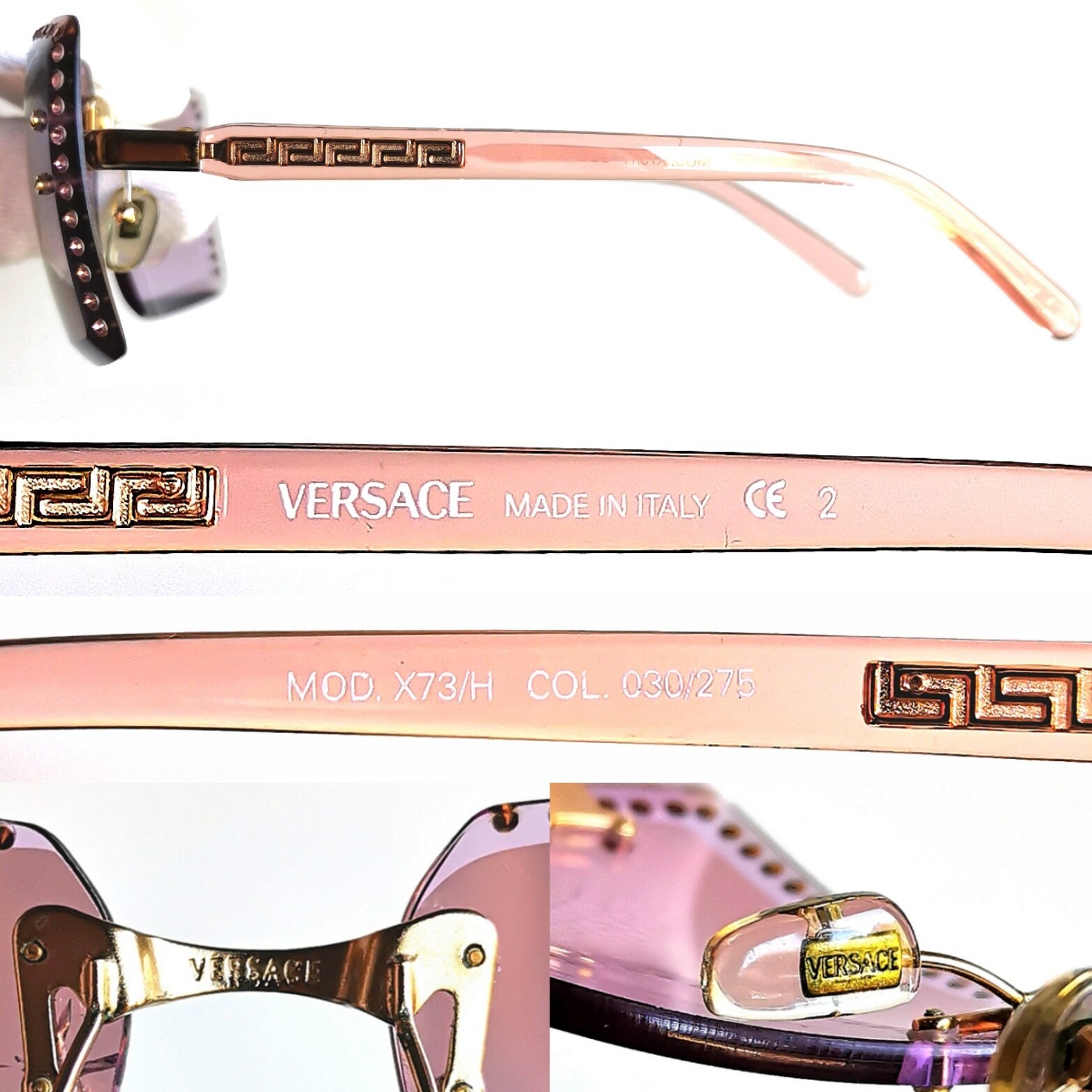 VERSACE ヴィンテージサングラス パープル ピンク ストラス