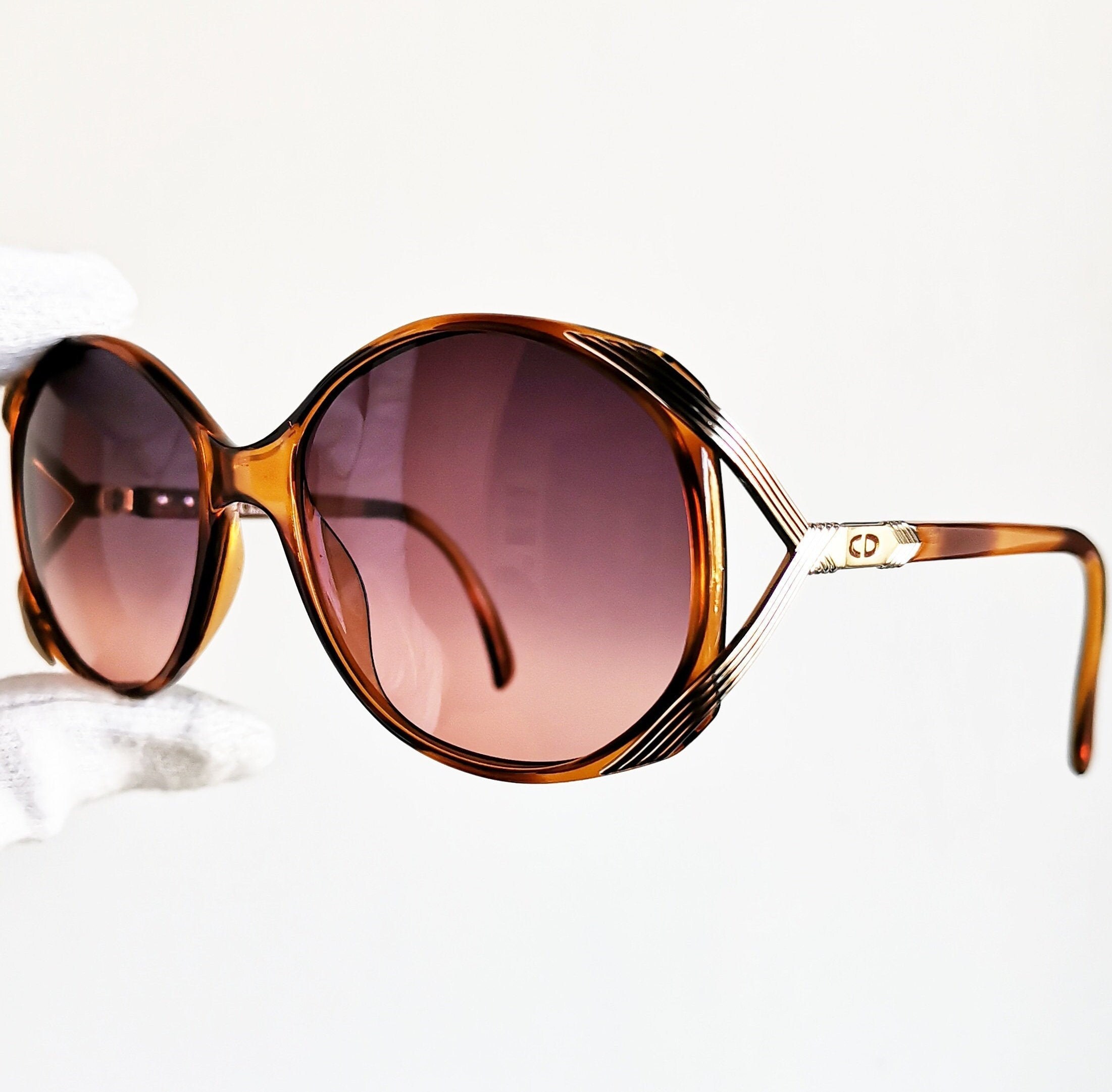 DIOR Vintage Sunglasses Rare Round Squared Purple Pink Lens