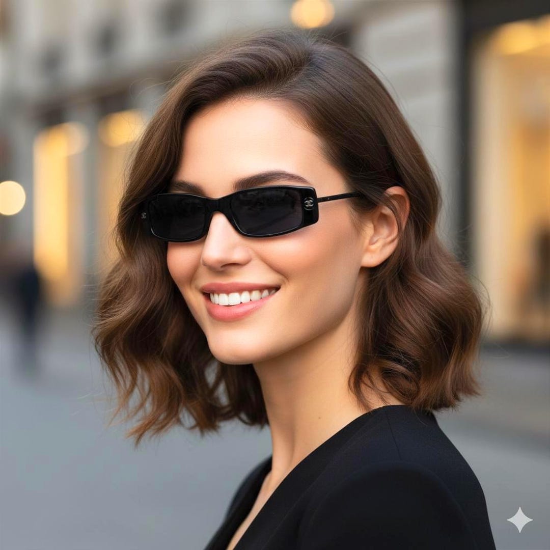 CHANEL Vintage Sunglasses Rectangular Black Small RAM1921AB Frame CHANEL Vintage Sunglasses Rectangular Black Small RAM1921AB Frame