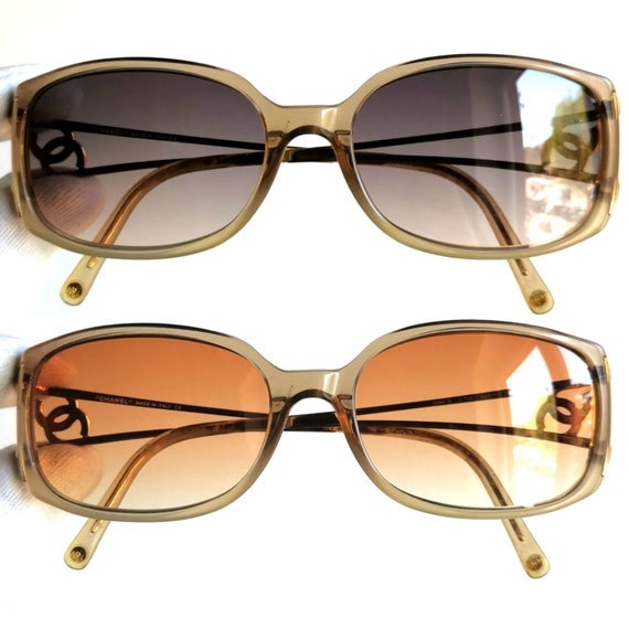 CHANEL vintage Sunglasses gold oval square rhines… - image 2