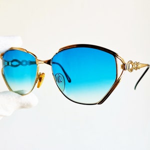 VALENTINO vintage sunglasses black gold aviator square V373 rare frame Migos designer Kylie Jenner Rihanna Lady Gaga VLTN 90s new blue lens