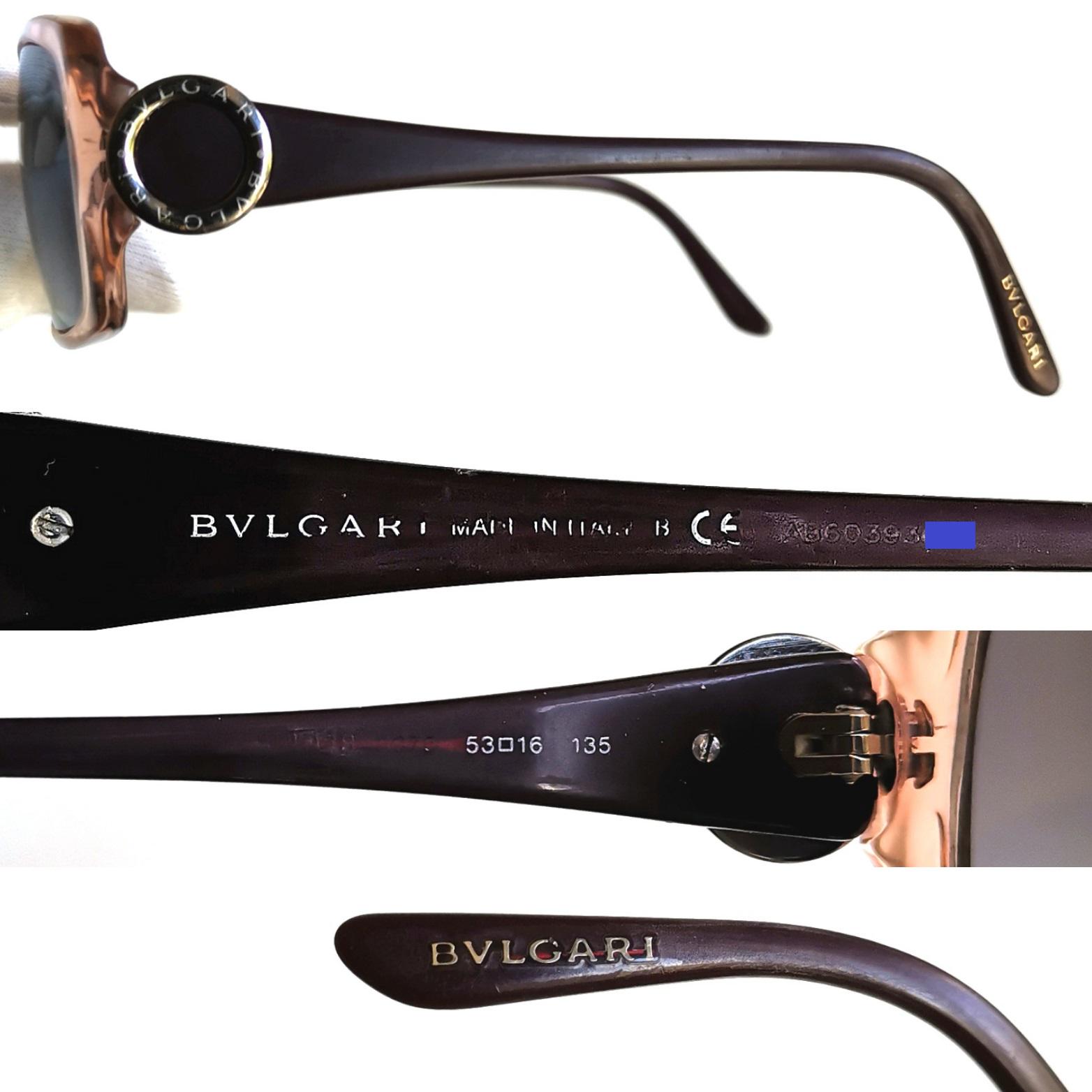 BVLGARI Vintage Sunglasses Rectangular Clear Pink Burgundy Purple