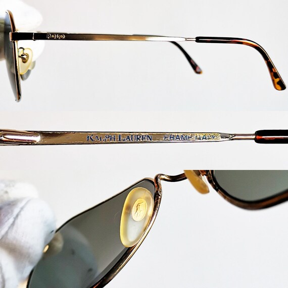 Vintage Ralph Lauren RA4027 Oversized Square Sunglasses Gold Classic Luxury Ralph Lauren Gold Sunglasses for Men for sale | eBay main image 4