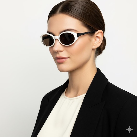 Valentino vintage sunglasses oval black white OLIVER … - Gem display picture 1