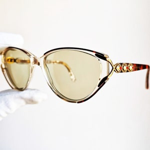 YVES SAINT LAURENT vintage Sunglasses clear red cherry purple gold oval cateye Ysl 5034 Rihanna Lady Gaga Kylie Jenner Madonna frame new Nos