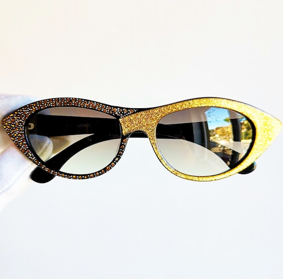 NOUVELLE VAGUE occhiali da sole vintage ovale cateye nero oro | Etsy Italia
