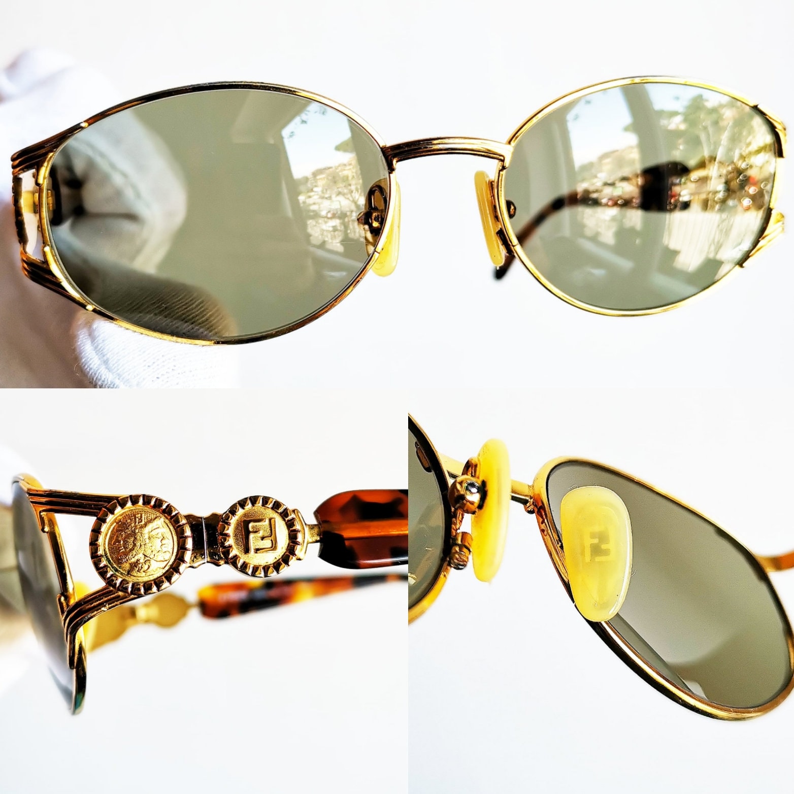 フェンディ　ヴィンテージ　サングラス　FS297、FS261　2点まとめ FENDI Vintage Sunglasses Oval Gold Tortoise Brown FS261