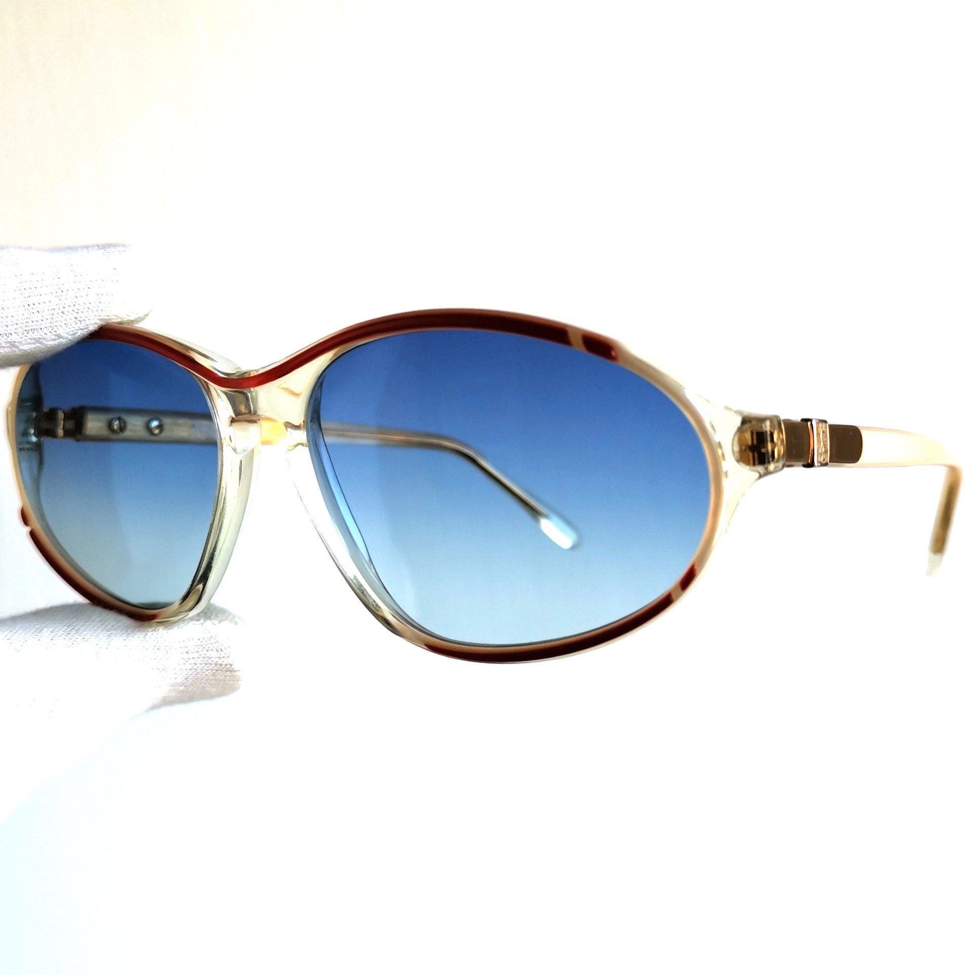YVES SAINT LAURENT Vintage Ysl Sunglasses Gold Red Clear  display picture 1