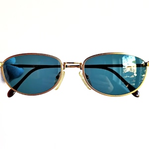 Lunettes de soleil vintage FERRE rares verres bleu or ovale GIAFRANCO Tupac Migos Rihanna Bella Hadid Kylie Jenner GFF100 petite monture nouveau NOS des années 90 y2k