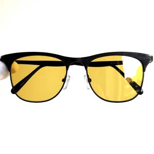 JEAN PAUL GAULTIER vintage Sunglasses Jpg black square clubmaster 58-3172 Junior Japan frame new flat yellow lens 90s Migos designer Rihanna