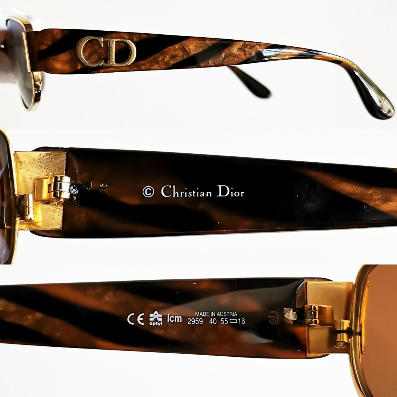 Buy DIOR Vintage Sunglasses Gold Tortoise Brown Animalier  display picture 3