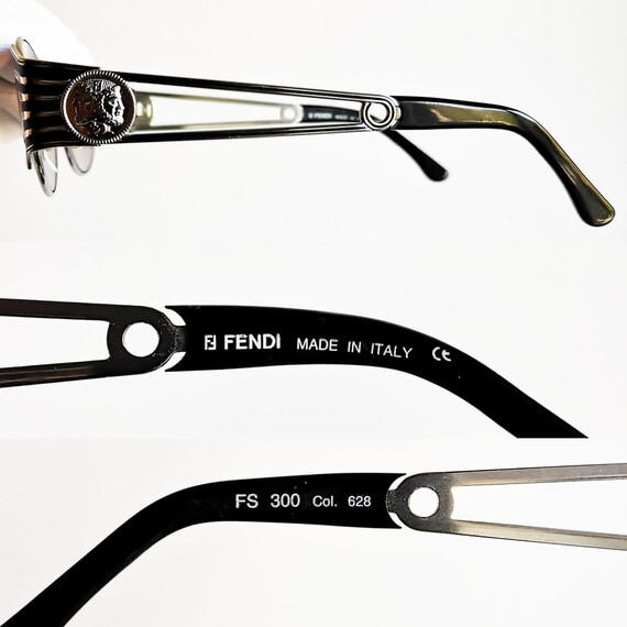 FENDI vintage sunglasses rare oval silver black F… - image 4