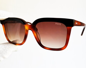 EMILIO PUCCI Square Sunglasses Brown Black Eyebrow Accent  display picture 3