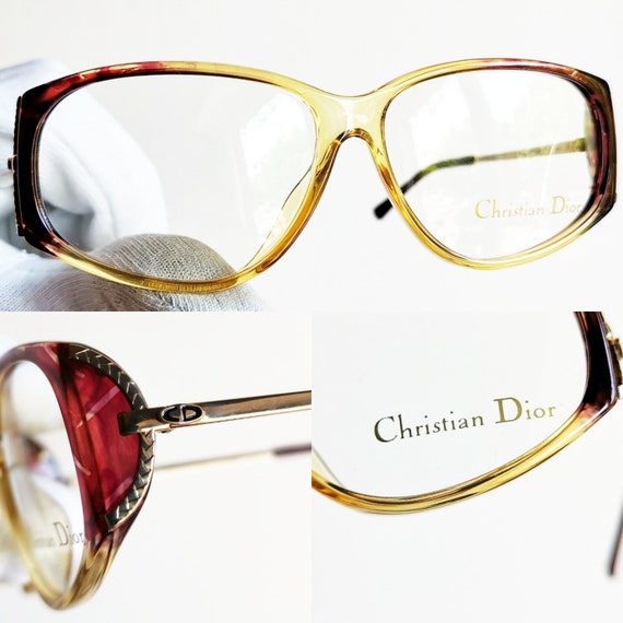 DIOR vintage eyewear rare eyeglasses gold red cle… - image 3