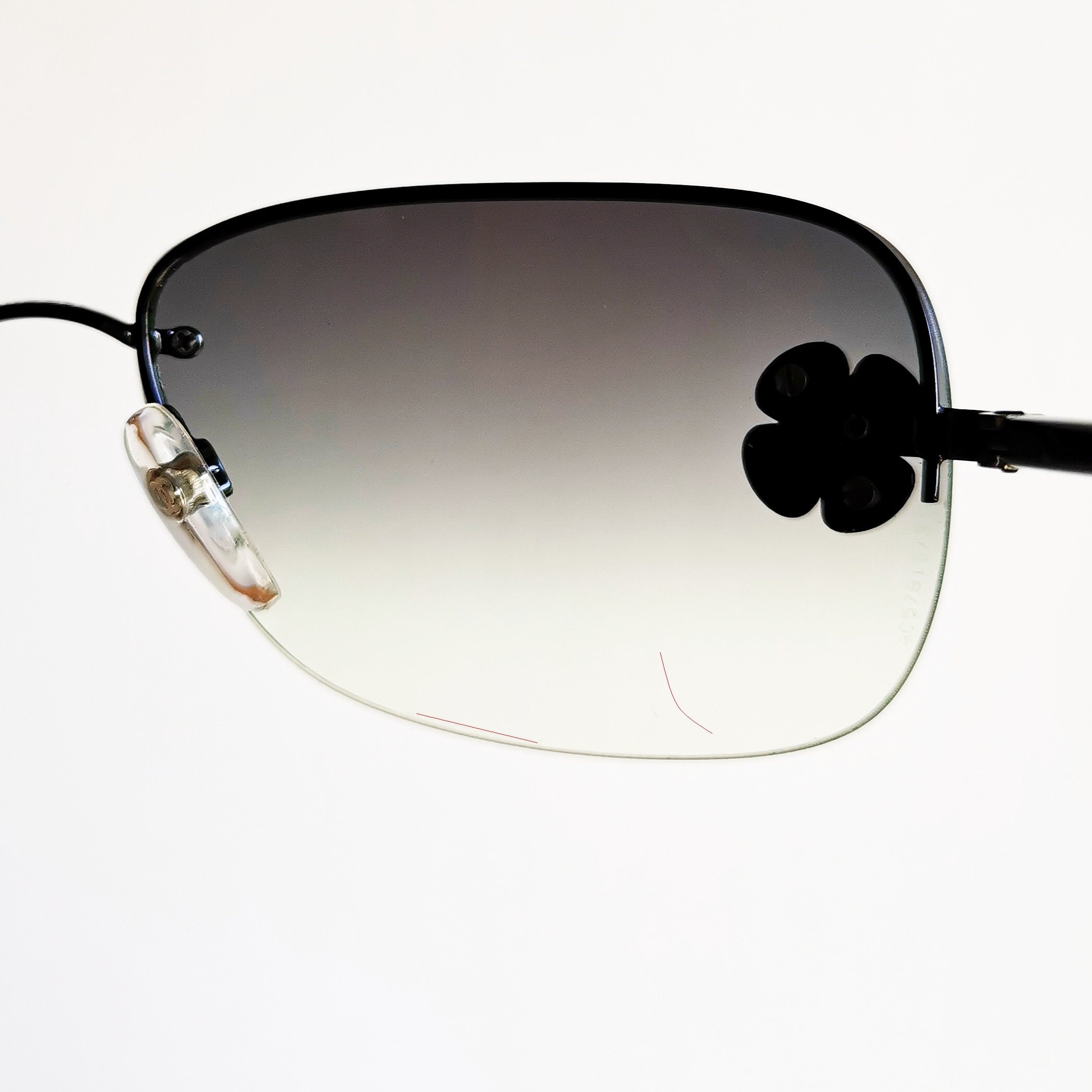 CHANEL Sunglasses Vintage Rare Black Camellia Flowers Oval