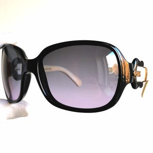 FENDI vintage Sunglasses black white gold monogram Rihanna Lady Gaga Bella Hadid belt buckle guitar oversize frame FS384 purple lens 90s y2k