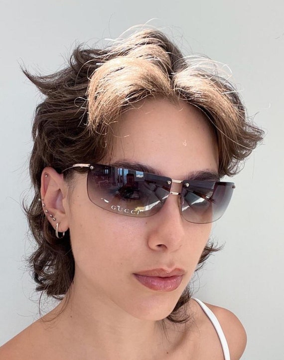 GUCCI Vintage Sunglasses Rare Oval Rectangular Wrap GUCCI Vintage Sunglasses Rare Oval Rectangular Wrap