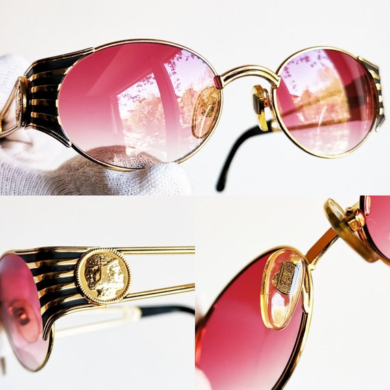 FENDI Vintage Sunglasses Oval Gold New Pink Lens FS300