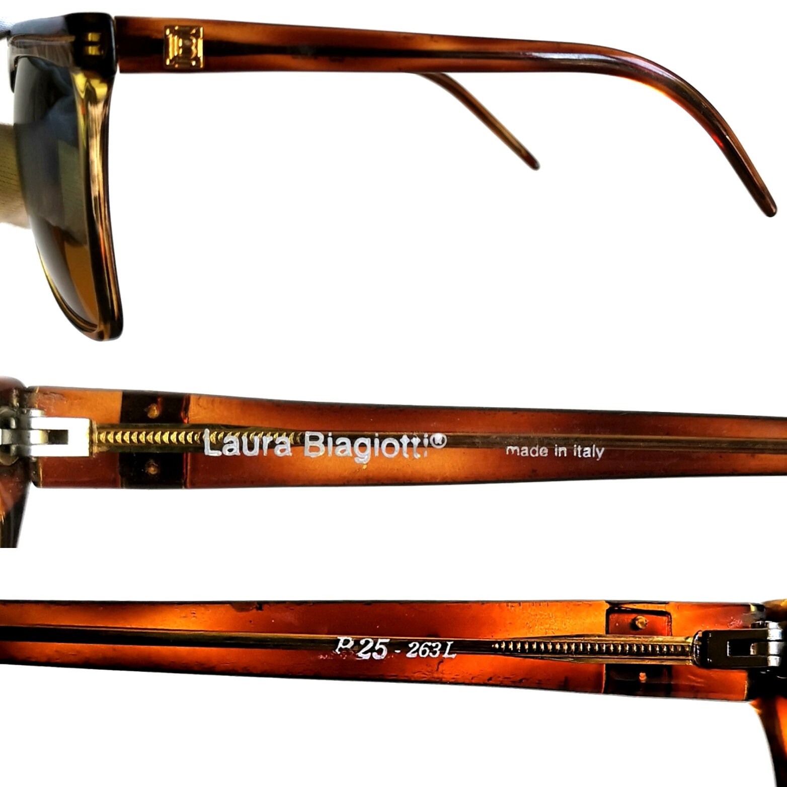 LAURA BIAGIOTTI Vintage Sunglasses Square Oversize Tortoise  display picture 3