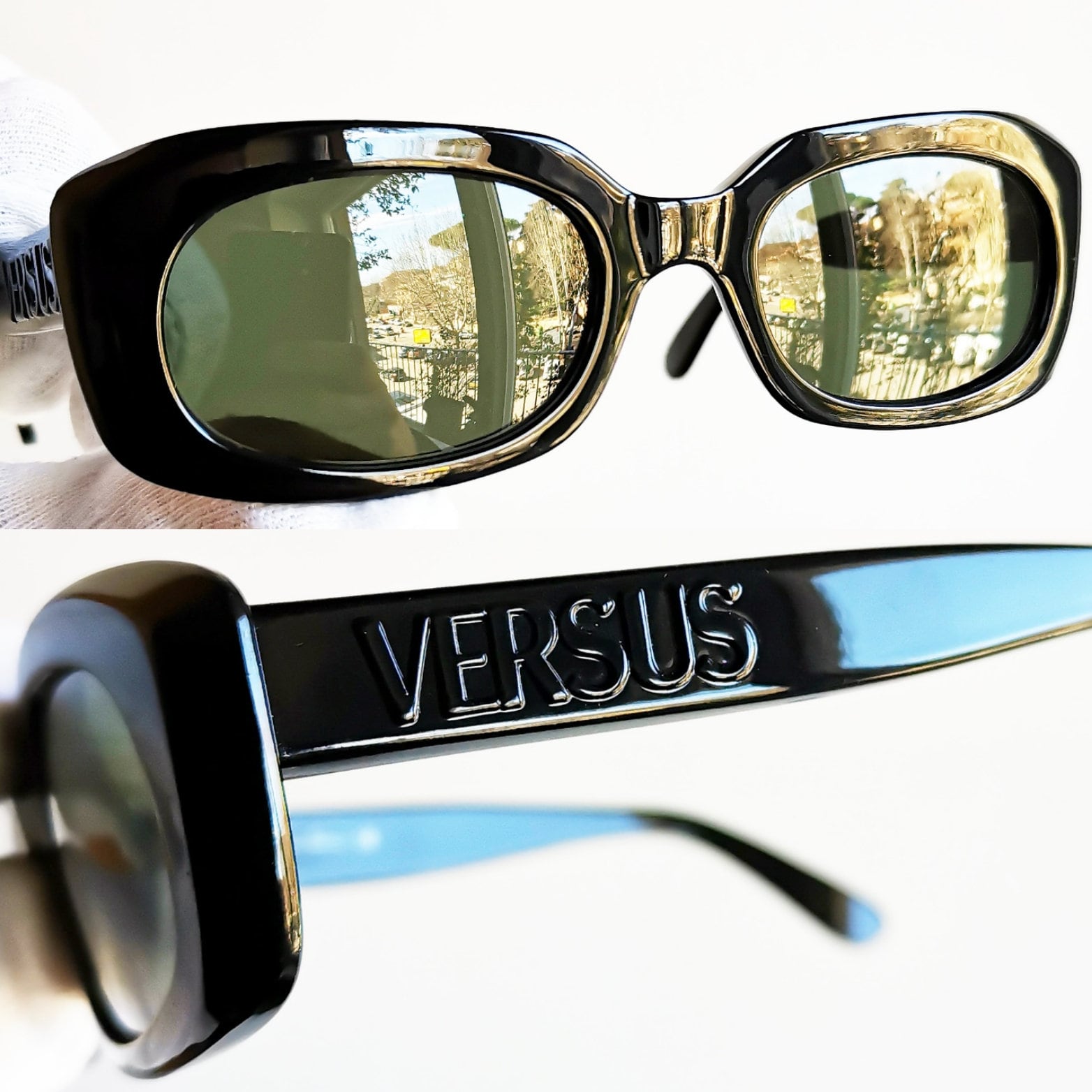 VERSACE Vintage Sunglasses Rare Black Oval Frame Gianni VERSACE Vintage Sunglasses Rare Black Oval Frame Gianni