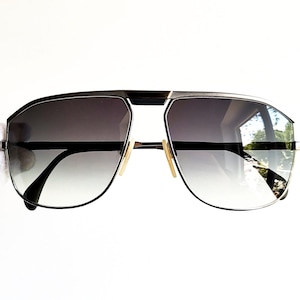 SILHOUETTE vintage sunglasses rare silver gold squared aviator mask shield drop sun oversize big V6035 pilot 70s 80s 90s hype frame New lens