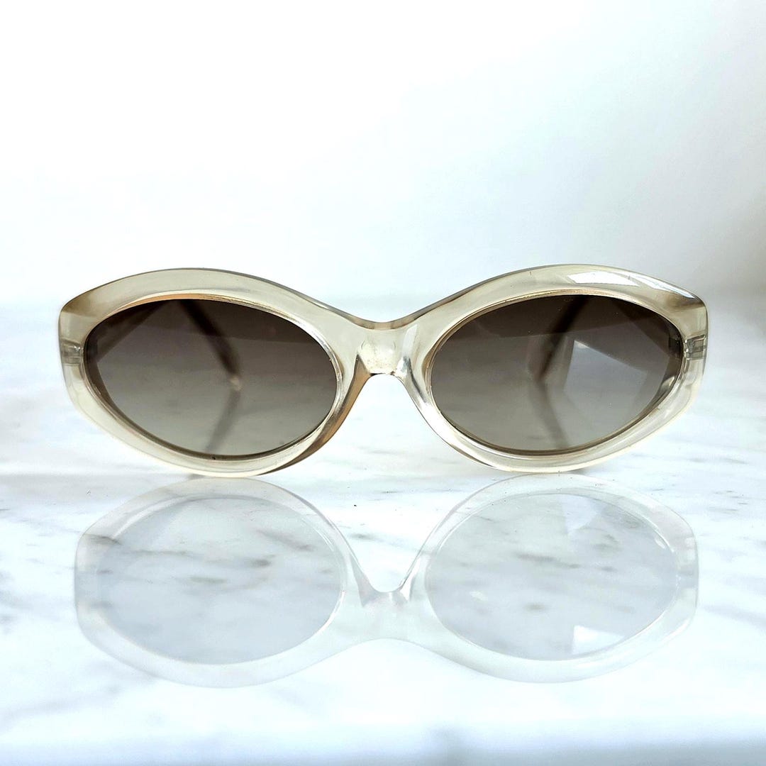 POLO RALPH LAUREN Vintage Sunglasses Clear Wrap Transparent Oval