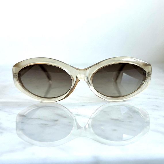 POLO RALPH LAUREN Vintage Sunglasses Clear Wrap Transparent Oval