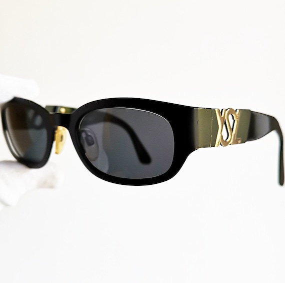 YVES SAINT LAURENT Vintage Ysl Sunglasses Rare Oval Black YVES SAINT LAURENT Vintage Ysl Sunglasses Rare Oval Black