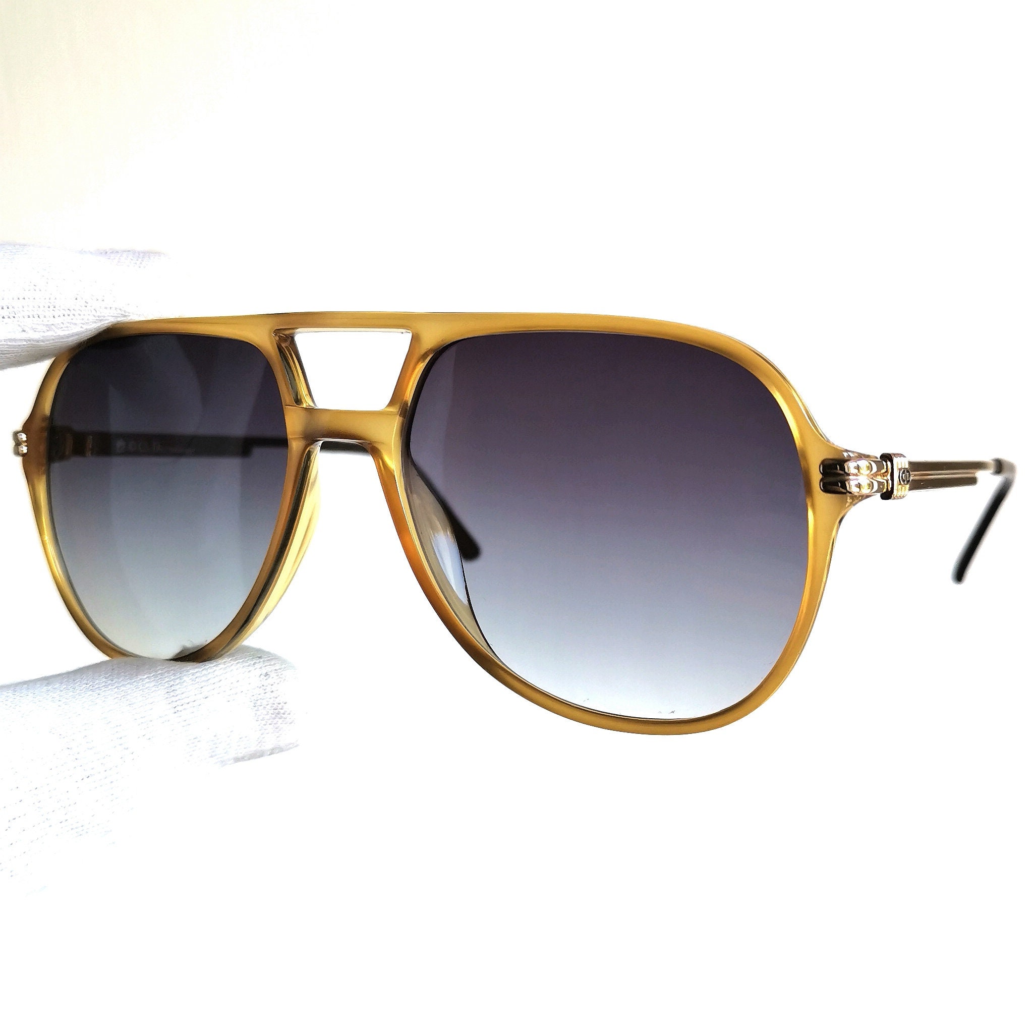 DIOR Monsieur Vintage Sunglasses Yellow Aviator Pilot Gold