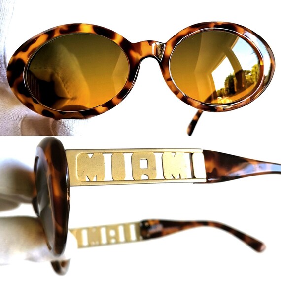 VERSACE Vintage Miami Beach Sunglasses Gold Tortoise Brown  display picture 1