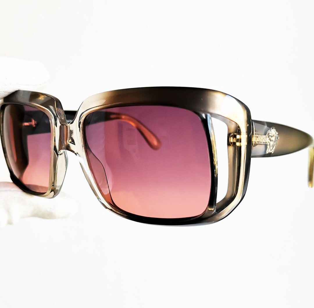 VERSACE Vintage Sunglasses Gray Clear Square Medusa Gianni