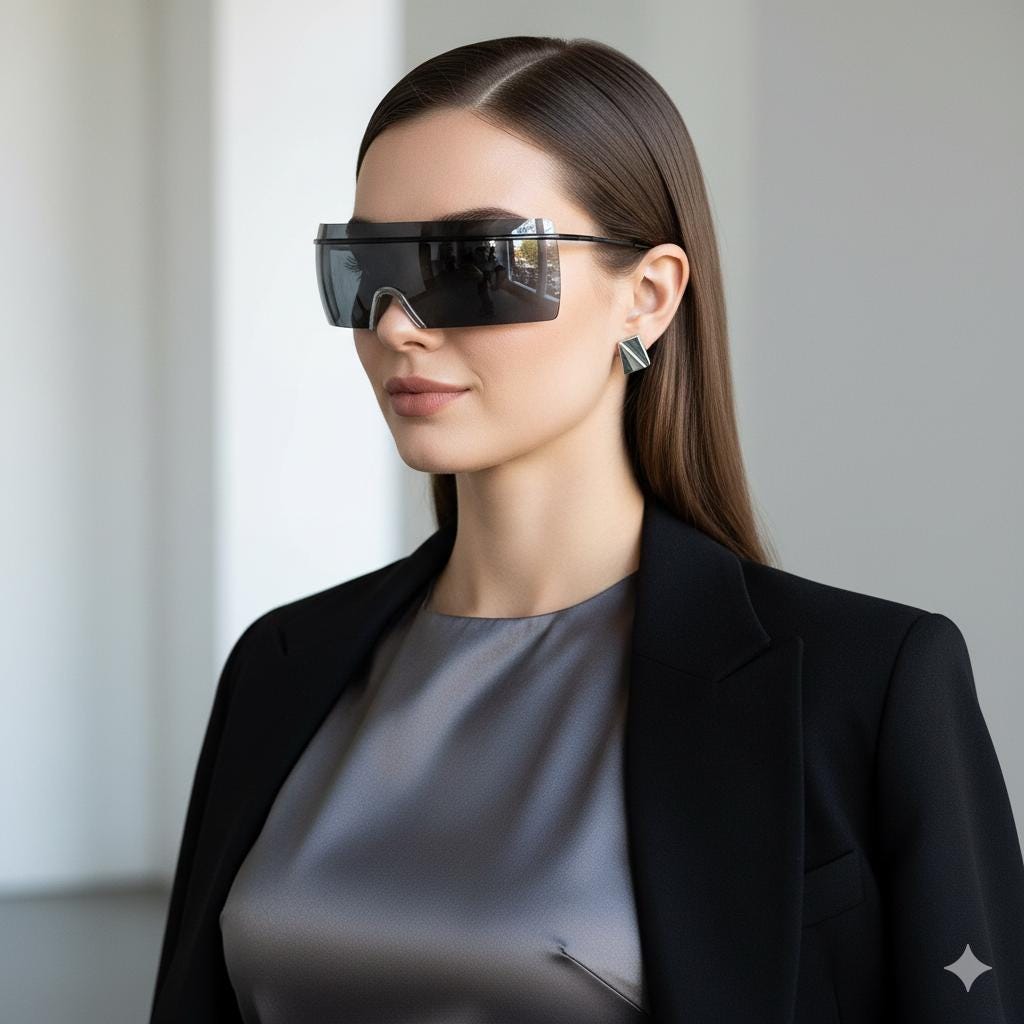 CHANEL Sunglasses Oversize Mask Vintage Wrap Squared Frameless