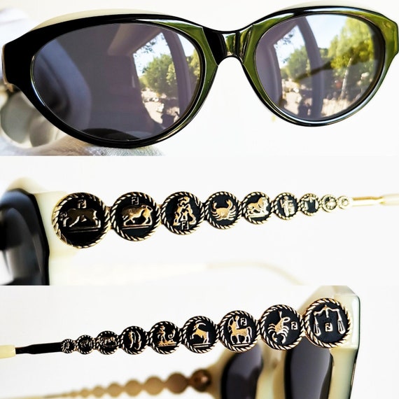 FENDI Vintage Sunglasses Rare Oval Frame off White Black Gold FS211 Migos 2chainz Rihanna 90s New NOS Zodiac Horoscop Astrological Star Sign Etsy Ireland