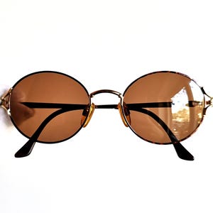 YVES SAINT LAURENT vintage Ysl Sonnenbrille rare Tupac gold crocodile skin Bügel braun 4083 oval Migos Rihanna 2Chainz