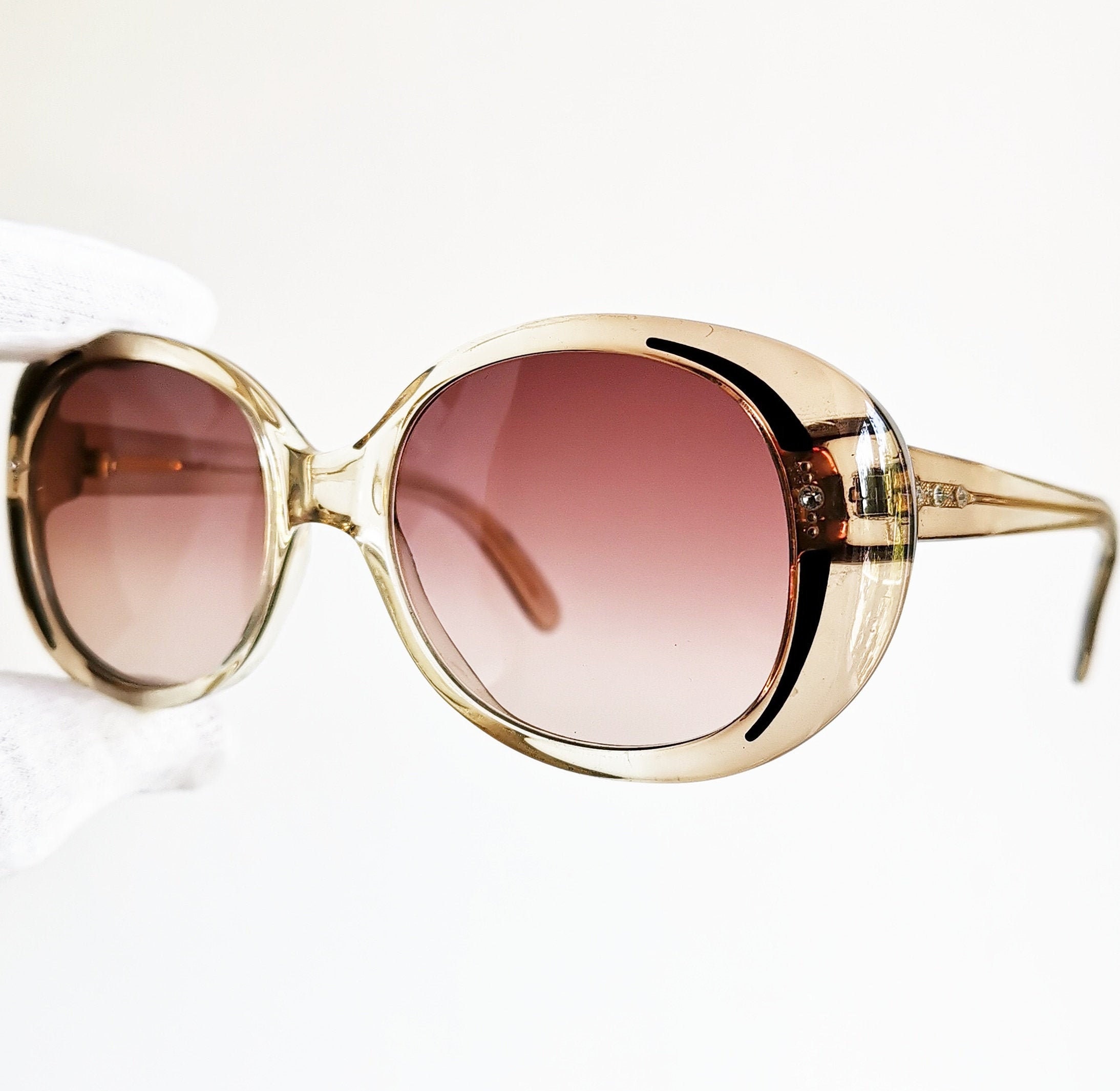 Clear Pink Vintage Sunglasses Round Oval VON FURSTENBERG V50 | Etsy Ireland