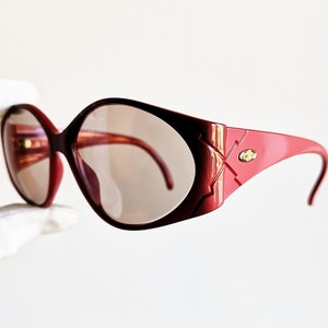DIOR vintage sunglasses oversize big pink red Christian 2348 diva frame clear photochromic darker lens oval wrap Lady Gaga French style 80s